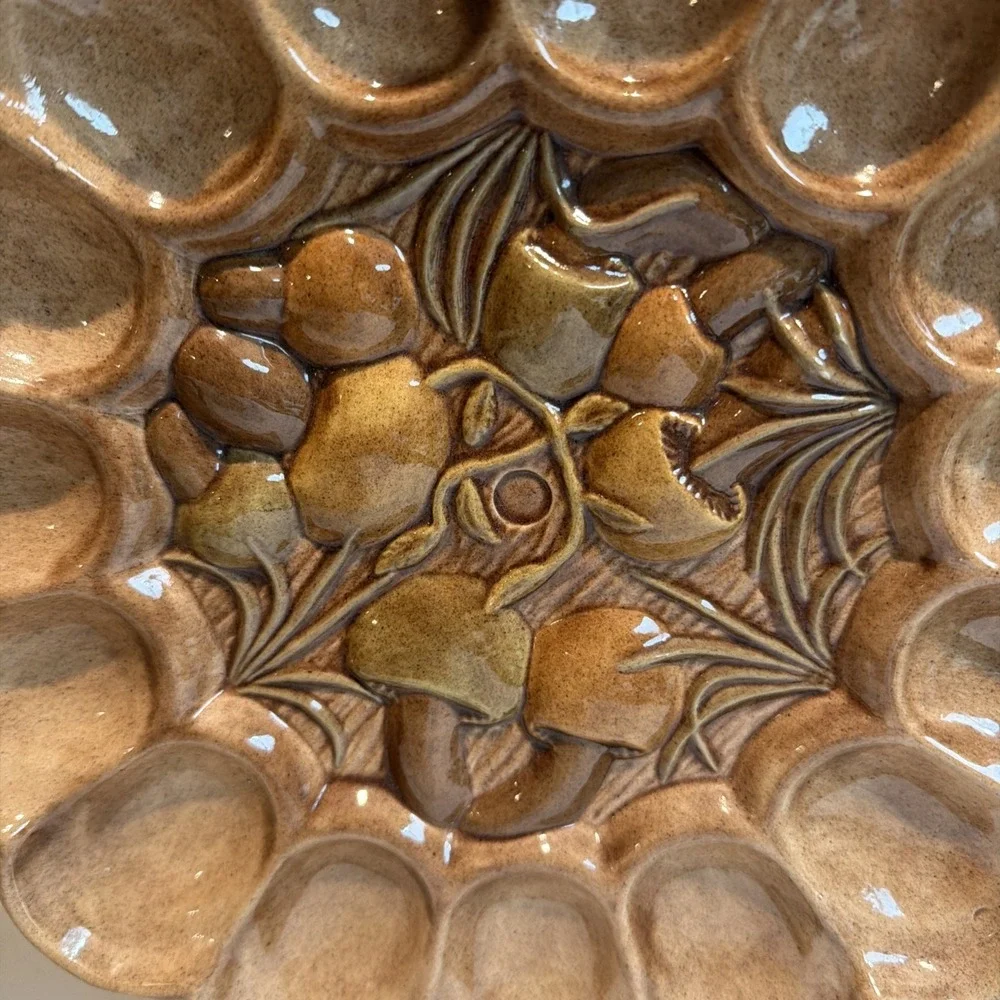 Vtg 1970's Arnels Mushroom Deviled Egg Platter 10.5